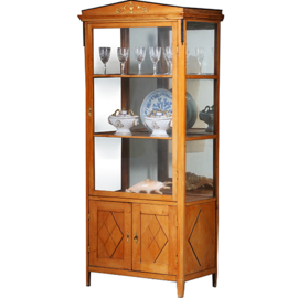 Kersenhouten vroeg Biedermeier vitrinekast blond met zwarte accenten ca 1815 (No.962615)