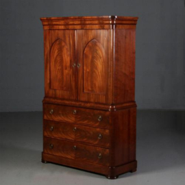 Antieke kast / Zeer klein Hollands kabinet biedermeier ca. 1820 in mahonie (No.770345)