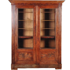 Antieke kast / Notariskast / boekenkast in mahonie met bloemmahonie ca. 1820 met 6 laden (No.361123)