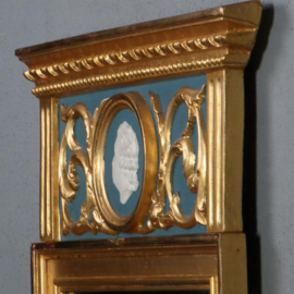 Antieke spiegels /  Zweedse spiegel in goud en blauw Gustavian stijl ca. 1950 (No.782321)