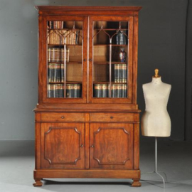 antieke kast / Mahonie boekenkast / servieskast ca. 1850 met 4 deuren en 2 laden (No.412513)