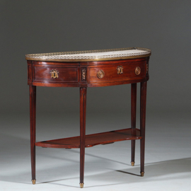 Lodewijk XVI wandtafel met marmer blad met bronzen galerijtje ca 1790 (No.260670)