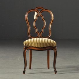 Antieke stoelen / Stel van 6 Hollandse Willem III stoelen ca. 1870 noten deels zwart.  (No.111954)