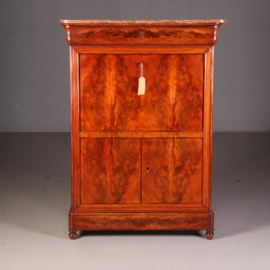 Antieke bureaus / Mahonie met palissander secretaire ca. 1840 met geheime vakjes en fraai leer (No.541750)