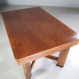 Antieke tafel / 2,5m lange Art Deco / Haagse School  uittrektafel tot 10 personen (No.723049)