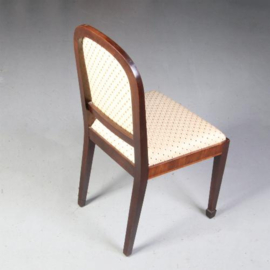 Antiek stoelen / stel van 2 Art Deco stoelen mahonie met bekleede rug en zitting met  inlegwerk ca. 1915 (No721329)
