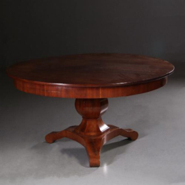 Antieke tafel / Grote ronde strakke biedermeier coulissetafel ca. 1830 voor 8 tot 14 personen (No.640859Z)