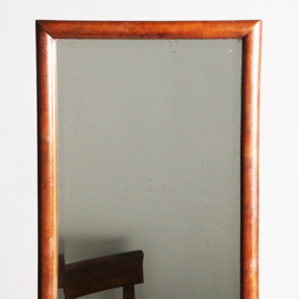 Strakke chique  draaibare facet geslepen passpiegel halspiegel art deco in notenhout frame met 2 laden (No.322150)
