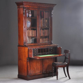 Antieke kast / boekenkast /servieskast met secretaire-lade (No.941011)
