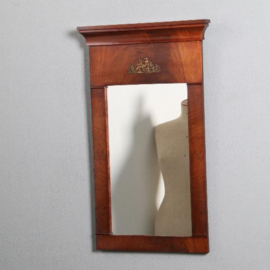 Antieke spiegel / Vroeg Biedermeier spiegel met brons beslag ca1820  bloemmahonie  (No.851020)