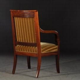 Antieke stoelen / Empire armstoel / bureaustoel ca. 1810 mahonie met bloemmahonie (No773022)