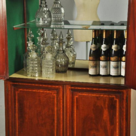 Antieke kast / Mahonie cocktailbar jaren '50 met spiegel en binnenverlichting (No.200268)