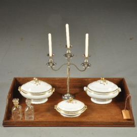 Antiek Varia / Reusachtige butlertray met inklapbaar onderstel ca. 1840 eikenhout (No.441712)