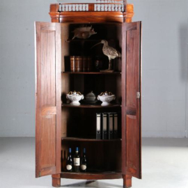 Antieke kast / Hoekkast kwartrond Neoclassicisme ca. 1790 in mahonie met brons (No.591042)