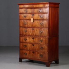 Antieke ladenkasten / Chest on Chest / Tallboy ca. 1790 in mahonie met geheim compartiment  (No.820312)