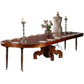 Antieke tafels / Notenhouten Willem III Coulissentafel ca. 1860 voor 14 personen (No.830814)