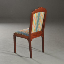 Antieke stoelen / stel van 8 comfortabele Hollandse Art Deco stoelen 6 + 2 armstoelen ca. 1910 in massief mahonie (No.692550)