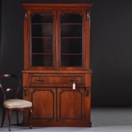 Antieke kast / Engels buro bookcase ca. 1880 mahonie met schrijfinterieur (No.871255)