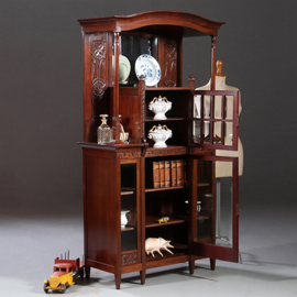 Antieke kast / Art Deco kast Salonkast of display cabinet ca 1900 mahonie (No.872037)