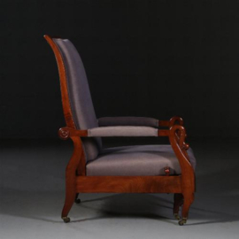 Antieke armstoelen / Relaxfauteuil Charles Dix ca. 1850 in verstelbare rugleuning en voetensteun (No.782320)