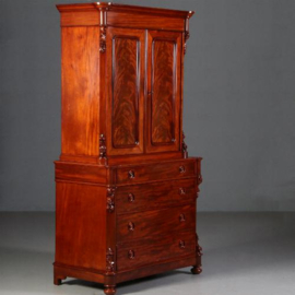 Antieke kast / Zeer uitzonderlijk een klein Willem III kabinet Hollands ca. 1860 mahonie (No.692449)