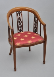 Antieke Armstoel / Bureaustoel Hepplewhite stijl noten met inlegwerk ca. 1900 (No.463727)
