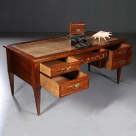 Antiek Bureau / Chique Schrijftafel in mahonie ca. 1860 met oud leer ingelegd (No.732511)