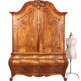 Antieke kast / Reusachtig Hollands Louis Seize kabinet ca.1770 in blond bloemmahonie (No.670421)