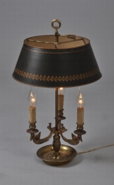 Antieke Bouillote lamp in empire stijl ca. 1890-1900 brons met beschilderde kap (No.98534)