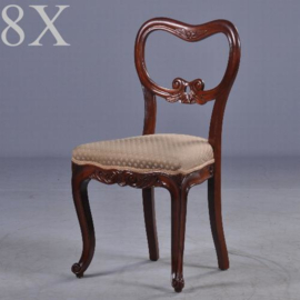Antieke stoelen / stel van 8 zeer elegante mahonie Willem III stoelen ca. 1875 (No.932022)
