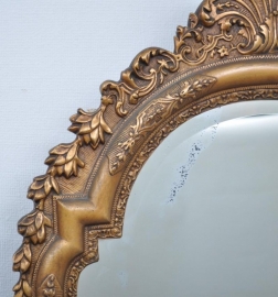 Antieke spiegels / Facet geslepen spiegel in vergulde lijst (No.80160)