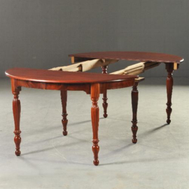Antieke tafel / Franse coulissentafel ca. 1870 in mahonie 3,65 m lang (No.200848)