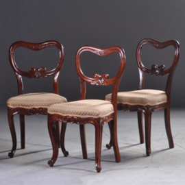 Antieke stoelen / stel van 8 zeer elegante mahonie Willem III stoelen ca. 1875 (No.932022)