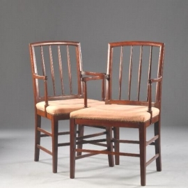 Antieke stoelen / Stel van 14 mahonie stoelen waarvan 2 met armleuningen ca. 1810 inclusief herstoffering naar wens (No.731403)