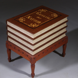 Als een "Victorian Faux Book Trunk" in het Nederlands Schijnboekenkistje  "Geheim Der Natuur" ca 1890 (No.222105)