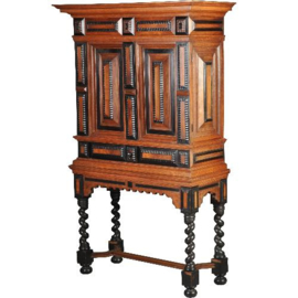 Antieke kast / Rariteitenkabinet 17e eeuws in palissander met ebben hout op authentiek onderstel (No.522361)