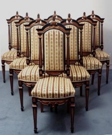 Antieke stoelen /  8 Horrix stoelen, in noten 1860-1880 (No.87107)