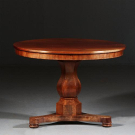 Antieke tafels / Hollandse ronde Biedermeier eetkamertafel / coulissentafel ca. 1830 te vergroten tot 8 personen (No.820869)