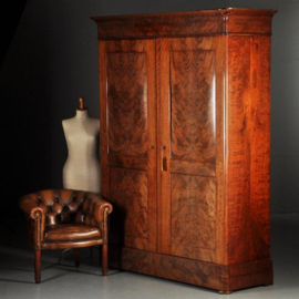 Antieke kast / Hoge notariskast met rechte panelen ca. 1825 Hollands (No.271122)