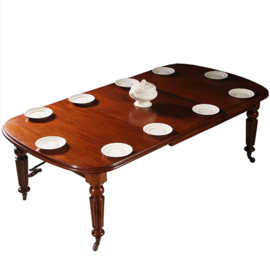 Engelse mahonie wind out table ca 1870 met slinger en twee bladen tot 2,39 m. (No.951430)