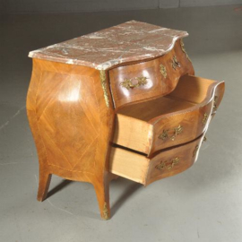 Antieke kast / Gebombeerde commode in notenhouten met brons ca. 1925 (No.502853)