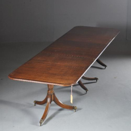 Antieke tafel / Tripple pedestal D-end table ca. 1880,  max. 14 personen mahonie (No.412514)