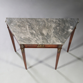 Wandtafel eind 18e eeuw  mahonie brons  grijs geaderd marmer blad   (No.951420)