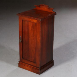 Antieke kast / Strak Engels mahonie nachtkastje ca.1860 met kleine opstand (No.681436)