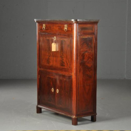 Antieke bureaus / kapitale klepsecretaire ca. 1845 bloemmahonie aan drie zijde (No.490149)