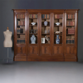 Allemachtig grote bibliotheekkast met 5 deuren ruim 3 meter breed ca 1925 (No.212810)