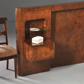 Antiek Varia / Art Deco Hoofdbord / bedombouw of hoofdeind ca. 1920 met twee nachtkastjes (No.989961)&