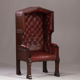 Porters Chair / Huifzetel 18e eeuws rood bekleed deels gecapitonneerd (No.922840)