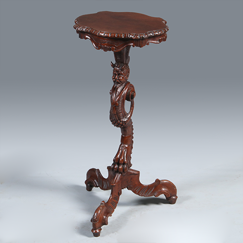 Karakteristieke Italiaans Neorenaissance pedestal ca 1875 met Pan de bosgod (No.301831)