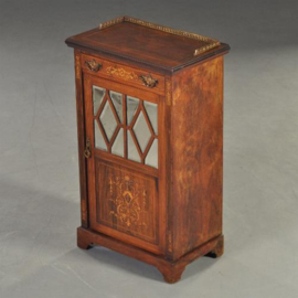 Antieke kast / Engels palissander muziekkastje ca. 1875 met mooi inlegwerk (No.200267)